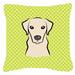 Caroline's Treasures Checkerboard Yellow Labrador Indoor/Outdoor Throw Pillow Polyester/Polyfill blend in Green | 18 H x 18 W x 5.5 D in | Wayfair