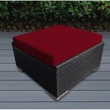 Latitude Run® Billyjo Large Ottoman w/ Cushion Wicker/Rattan in White | 13 H x 32 W x 32 D in | Outdoor Furniture | Wayfair