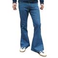 Fuzzdandy Mens Stonewashed Flares Bell Bottoms Denim Jeans Hippie Indie Trousers (38" Waist x 34" Leg (38 w x Long Leg) (38/Long))