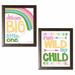 Harriet Bee Contemporary Dream Big Little One & Run Wild My Child 2 Piece Set Art Canvas in Blue/Green/Pink | 16 H x 12 W x 0.75 D in | Wayfair