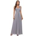 Ever-Pretty Women's Floor Length One Shuolder Empire Waist A Line Chiffon Evening Gowns Dresses Grey 18UK