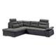 Stella Trading JAKARTA Ecksofa mit Schlaffunktion und Stoffbezug, Schwarz / Lava - Ausziehbares Schlafsofa mit steckbaren Kopfstützen & Kissen - 260 x 103 x 219 cm (B/H/T) Links