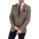 Cavani Mens New Tweed Herringbone Slim Fit Blazer Brown Check UK 42 = 52 EUR