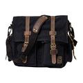 Jonon Vintage Military Men Canvas Messenger Bag for 13.3-17"Laptop (Size 17.3", Black)