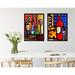 Ebern Designs 'Wine & Cheese' 2 Piece Acrylic Painting Print Set Canvas in Blue/Red/Yellow | 10" H x 8" W x 1.5" D | Wayfair