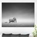 East Urban Home 'Elephant w/ Small Zebra' Graphic Art Print on Wrapped Canvas Metal in Gray | 30 H x 40 W x 1.5 D in | Wayfair