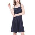 LilySilk Women's 100 Silk Nightdress Short Low Scoop Back Ladies Chemise Nightgown 19 Momme Pure Silk Navy Blue Size 8/XS