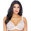 Glamorise Women's Full Figure Sexy Stretch Lace Wonderwire Bra #9850 Non-Wired Full Coverage Bra, White (White 110), 42E (Manufacturer Size:42 E)