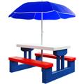 Salon de jardin pour enfants Ensemble de jardin table bancs avec parasol jeux enfants intérieur