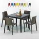 Table Carrée Noire 90x90cm Avec 4 Chaises Colorées Grand Soleil Set Extérieur Bar Café Rome Passion