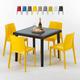 Table Carrée Noire 90x90cm Avec 4 Chaises Colorées Grand Soleil Set Extérieur Bar Café Rome Passion