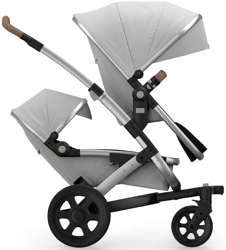 Joolz Geo 2 Tailor Twin Stroller - Silver/Silver/Black/Liver Double-Stitched