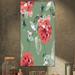 East Urban Home Floral 'Red Flowers in Green Artwork' Graphic Art Print on Wrapped Canvas Metal in Green/Red | 32 H x 16 W x 1 D in | Wayfair