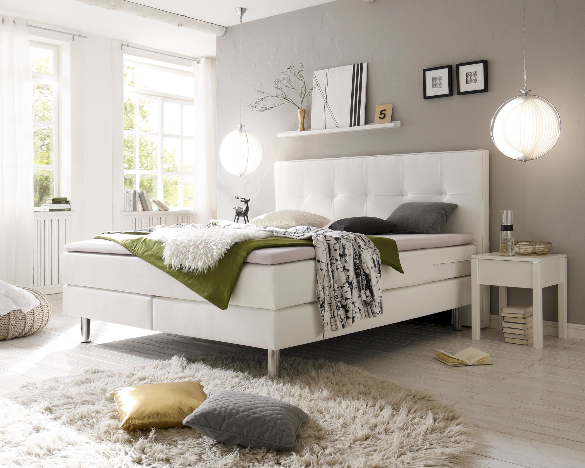 Hasena Boxspringbett Pronto Fleur 160x200 cm / 323 weiss / Superio-Top