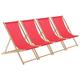 Harbour Housewares 4x Pink Wooden Deck Chair Traditional FSC Wood Folding Adjustable Garden/Beach Sun Lounger Recliner