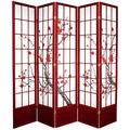 Bungalow Rose Dhuha Folding Rice Paper Room Divider Heavy Duty Rice Paper/Wood in Red/Pink/White | 83.5 H x 87.5 W x 0.75 D in | Wayfair