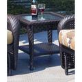 Highland Dunes Figaro Side Table Glass/Wicker/Rattan in Brown | 22 H x 22 W x 22 D in | Outdoor Furniture | Wayfair