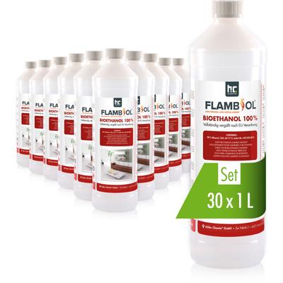 Höfer Chemie Gmbh - 30x 1 l flambiol® Bioethanol Hochrein 100 % in Flaschen für