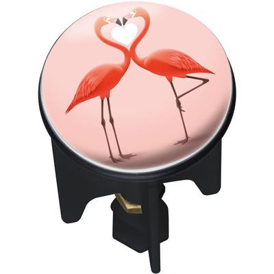 Waschbeckenstöpsel Pluggy® Flamingo Love, für alle handelsüblichen Abflüsse, Mehrfarbig, Kunststoff