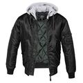 Brandit Men's MA1 Sweat Hooded Jacket, Schwarz mit Grauer Kapuze, 5XL