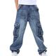 HZCX FASHION Mens Multi-Pockets Cargo Denim Pants Loose Fit Jeans for Big Tall 2018032203-115-LBL-UK 28 TAG 30