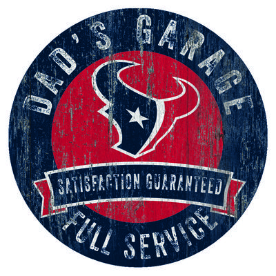 Houston Texans 12" x Dad's Garage Sign