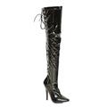 Womens Ladies Sexy Thigh HIGH Kinky Fetish Over The Knee Stiletto Heel Full Hook Lace up and Side Zip Boots Size UK 4-12 (UK 10/EU 44, Black Patent)