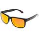 Oakley Men's Holbrook Polarized Iridium Square Sunglasses, Polished Black/Prizmrubypolarized (Size 57)