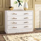 Sarreid Ltd Beach 4 - Drawer Accent Chest Wood in Brown/Green/White | 34 H x 43 W x 18 D in | Wayfair 40753