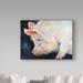 Trademark Fine Art 'My Pink Pig' Acrylic Painting Print on Wrapped Canvas in Blue/Pink | 14 H x 19 W x 2 D in | Wayfair ALI34633-C1419GG