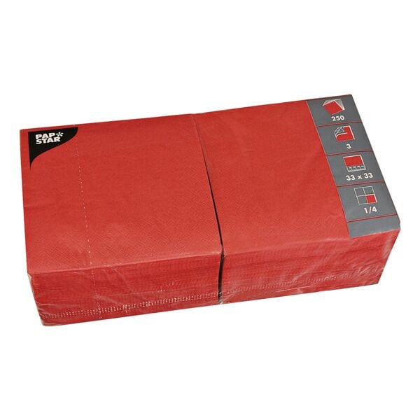 Papstar 250er-Pack Servietten rot, 33x33 cm Image