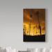 Trademark Fine Art 'City on Fire' Photographic Print on Wrapped Canvas Metal in Green/Orange | 32 H x 22 W x 2 D in | Wayfair 1X04921-C2232GG