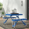 Arlmont & Co. Fernando Folding Camping Outdoor Table Plastic/Metal in Blue | 26.25 H x 53 W x 33.75 D in | Wayfair 4F3AD15FBA18490798CBD9CB081047F8