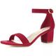 Allegra K Women's Open Toe Block Heel Ankle Strap Sandals Deep Red 6.5 UK/Label Size 8.5 US