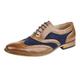 Goor Men's Tan/Navy, Leather Lined Lace Up Smart Brogues Shoes Size 9 UK