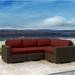 Everly Quinn Glen Ellyn 4 Piece Sectional Seating Group w/ Sunbrella Cushion Synthetic Wicker/All - Weather Wicker/Wicker/Rattan in Brown | Outdoor Furniture | Wayfair