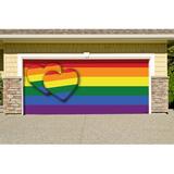 Latitude Run® Holiday Garage Door Decor Mural Polyester in Blue/Red/Yellow | 84 H x 192 W x 1 D in | Wayfair 4949A311AE244302B0044CD939AEEB97