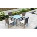 Wade Logan® Ballu 5 Piece Outdoor Dining Set w/ Sunbrella Cushion Glass | 29.5 H x 39.25 W x 39.25 D in | Wayfair 536B85F695034695ADE751853604E386