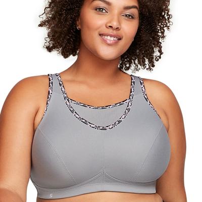 Glamorise No-Bounce Camisole Sports Bra (Size 40-DD) Silver, Polyester,Nylon,Lycra