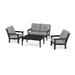 POLYWOOD® Vineyard 4-Piece Deep Seating Set Plastic in Black | Outdoor Furniture | Wayfair PWS405-2-BL145980