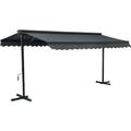 Store double pente avec coffre 3 x 4 m en aluminium gris anthracite - Gris Anthracite