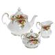 Royal Albert 652383203570 Old Country Roses 3-Piece Set (Teapot, Sugar & Creamer) Tea, Bone China, Multicolor