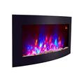 2018 New Large Wall Mounted Electric Fire Place Fireplace Heater with Black Curved Glass Screen Plasma Style 2000W MAX