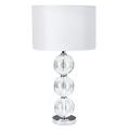 Searchlight TABLE LAMP - CLEAR GLASS BALL STACKED BASE, WHITE SHADE (SINGLE)
