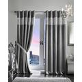 viceroy bedding PAIR OF VELVET STYLE DIAMANTE THERMAL BLACKOUT Eyelet Ring Top Curtains Including Pair of Matching TIE BACKS (90'' x 72'', Silver/Grey)