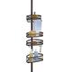 mDesign Telescopic Shower Caddy - Steel Shower Caddy - No Drill Corner Shower Shelves with Towel Bar & 2 Hooks - Ideal for Shampoo, Razors & Other Accessories - Bronze