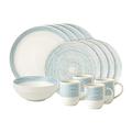 Royal Doulton 40027585 Ellen DeGeneres 16 Piece Dinnerware Set Polar Blue Dots, Porcelain, 36.2