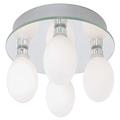 Searchlight 4337-4-LED Global Four Light Flush Ceiling Light in Chrome with Opal Glass