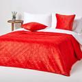 HOMESCAPES Burnt Orange Velvet Bedspread Quilted Geometric Throw for King Size & Super King Size Bed - 250 x 260 cm