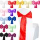 Time to Sparkle 100pcs Satin Chair Cover Sashes Bow Tie Ribbon Table Runner Wedding Reception Decoration - Red